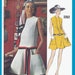 Vintage 1970s Twiggy Low Waisted Dress w/ Flared Skirt Vogue Americana Pattern 2352 Designer Chester Weinberg Size 12 Bust 34
