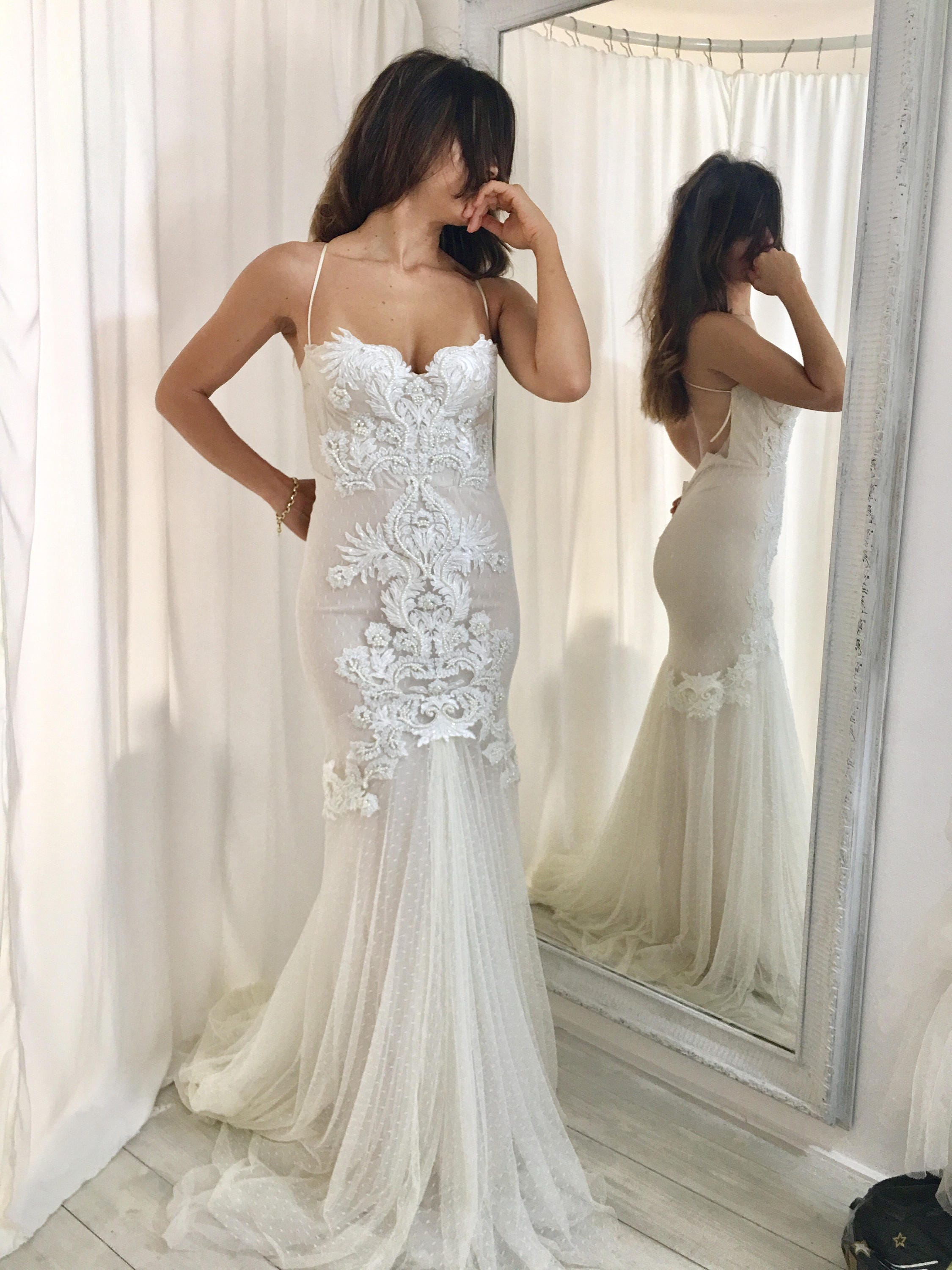 Lace Mermaid Wedding Dress Low Back Wedding Mermaid Wedding 5128