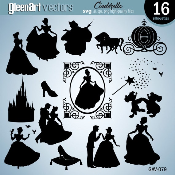 Cinderella silhouettes Disney princess Cinderella svg cut