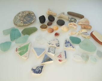 Beach in a box, Scottish beach finds in a box, sea glass shells sea pottery, Beach combing , Scottish beach finds, beach lover starter box