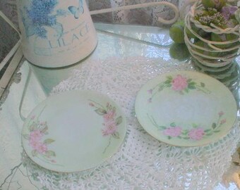 Vintage Handpainted Plates Bavarian Dessert Porcelain Bone China Cottage
