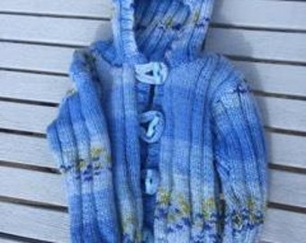 Blue hoodie, baby boys hooded jacket, sweater, blue hooded sweater, 3 - 9 months newborn boys sweater,