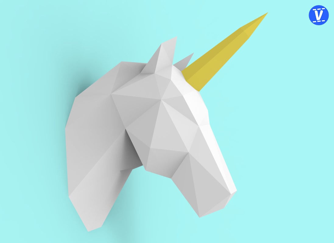 unicorn head papercraft pdf pack 3d paper sculpture template