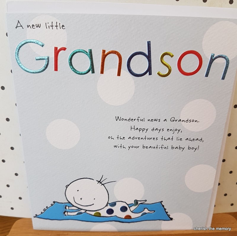 New Grandson card colourful foils Adventure lies ahead