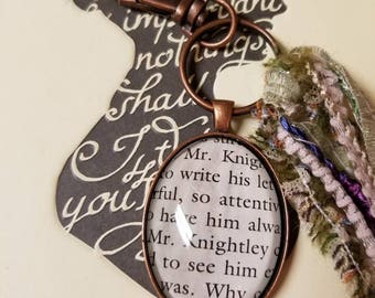 Mr. Knightley Bag Charm - Purse Charm. Key Chain. Key Fob. Jane Austen. Emma. Literary Gift. Teacher Gift. Wedding. Engagement.