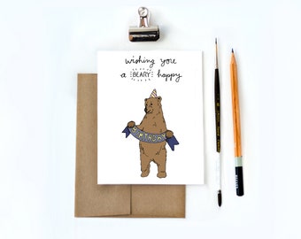 Punny Birthday Card, Funny Birthday Card, Birthday Card for him, Boyfriend Birthday Card, Best Friend Birthday Card, Bear Cards