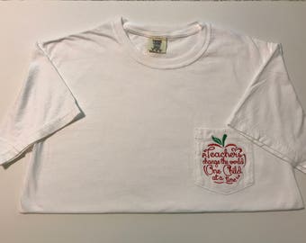 Teacher Appreciation Embroidered Comfort Colors T-Shirt with Pocket