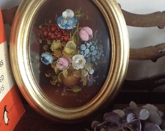 Gorgeous vintage oil painting by R Rosini/floral oil painting /floral still life