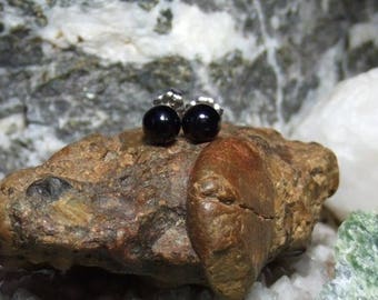 Longer Post Black Onyx 6mm Round Stud Earrings Earings Titanium Post and Clutch Hypo Allergenic Handmade in Newfoundland Chalcedony