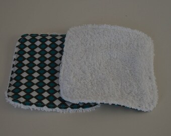 Washable cotton and Terry cloth. "Highland" for these wipes patterns