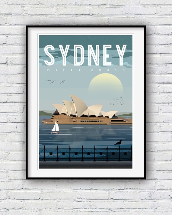 Sydney Print Sydney Opera House Travel Poster Retro Poster