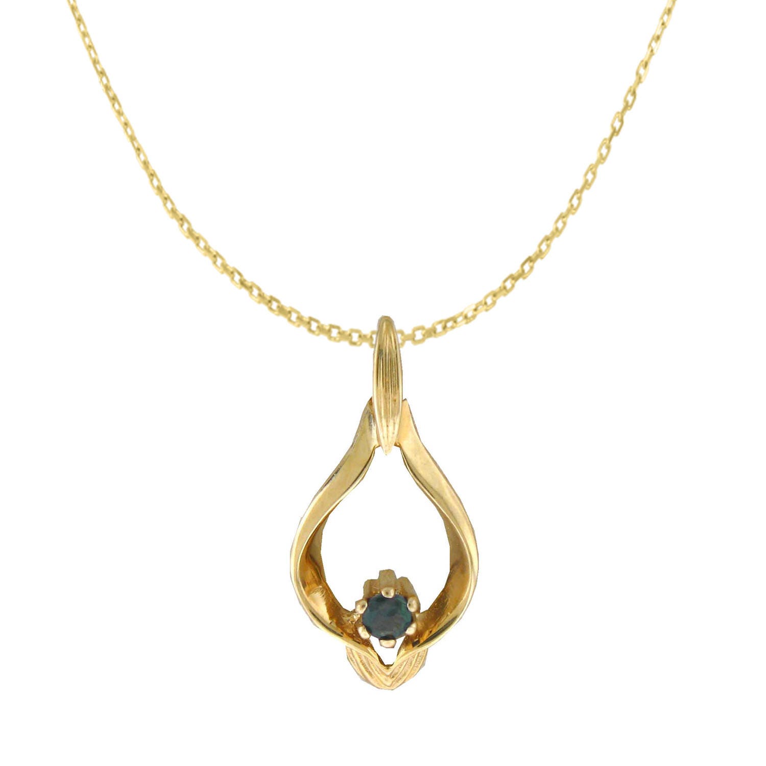 NATURAL Alexandrite Necklace Pendant in 14K Yellow Gold with
