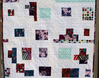 ON SALE Modern Gender Neutral Baby Quilt, Art Quilt, Wall Quilt, Improv Quilt
