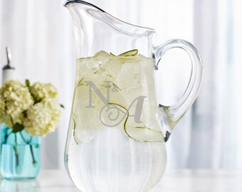 Custom Etched Glass Pitcher
