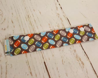 Long Needle Cozy DPN Holder - Footballs All Over - project holder 9"x2" - (Hold up to 8" Needles) NCL0046