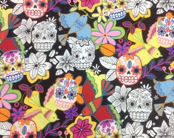 Alexander Henry Calaveras Alegres Black Bkg 1 yard
