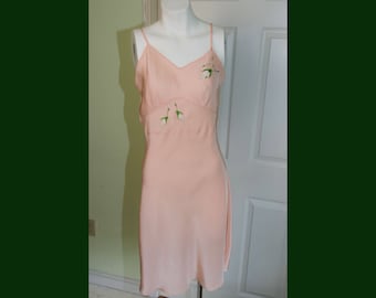 Vintage 1940's John Wanamaker Woman's Slip with Embroidered Applique Roses