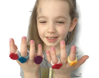Dress up Rings for kids - Plastic Canvas Pattern Book in PDF Christmas or Birthday Gift Creative Play