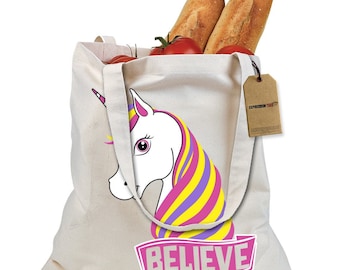 Unicorn Believe Ugly Christmas Shopping Tote Bag