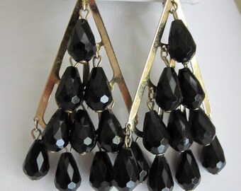 BLACK TEARDROP CHANDELIER Earrings