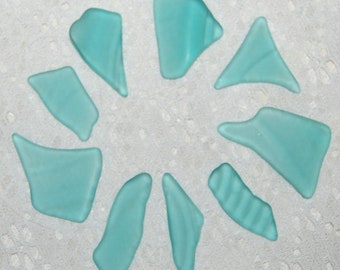 Teal Faux Sea Glass recycled glass (9 pieces)
