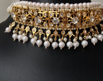 Hyderabadi Indian choker set | Wedding Jewelry | Indian Necklace | Faux Pearl | Indian Jewelry | Indian Earring | Indian statement Necklace