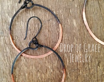 Oxidized two-tone Hoops