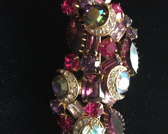 Vintage Amethyst Rhinestone Brooch By Kramer for Juliana
