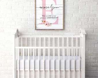Inspirational Kids Room Decor, Personalized Baby Gift, Girl Nursery Decor, Floral Nursery Name Sign, Custom Quote Print, Christian Nursery