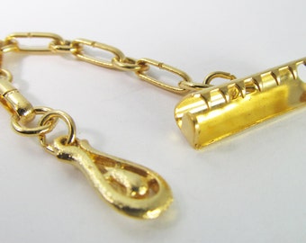 6 Vintage Gold-Plated Ribbon Chain Crimps Cl77