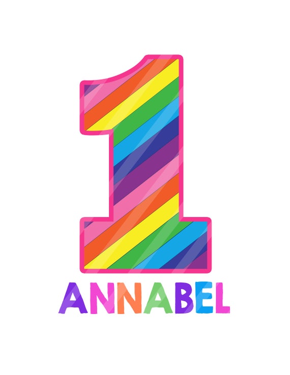 rainbow birthday number pink digital download printable for