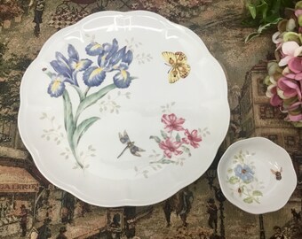 Lenox butterfly meadow dessert plate and sauce dish.