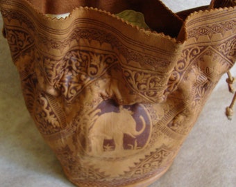 Moroccan Embossed Leather Bucket Bag, Vintage