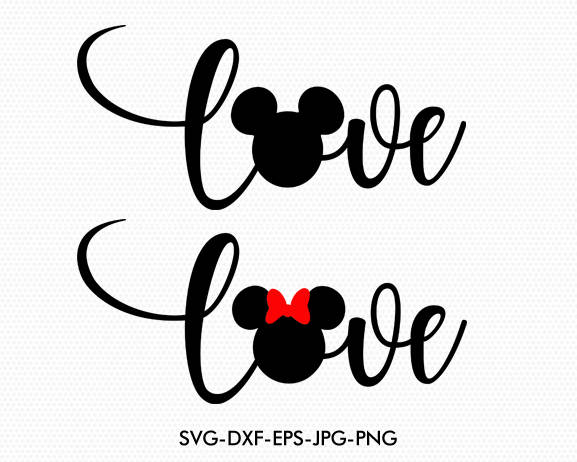 Download Mickey Minnie Love Wording Disney Love valentines Svg ...