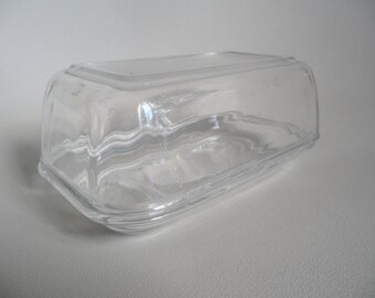 Arcoroc french glass butter dish,butter dish with lid,with animal pattern inside,pressed glass