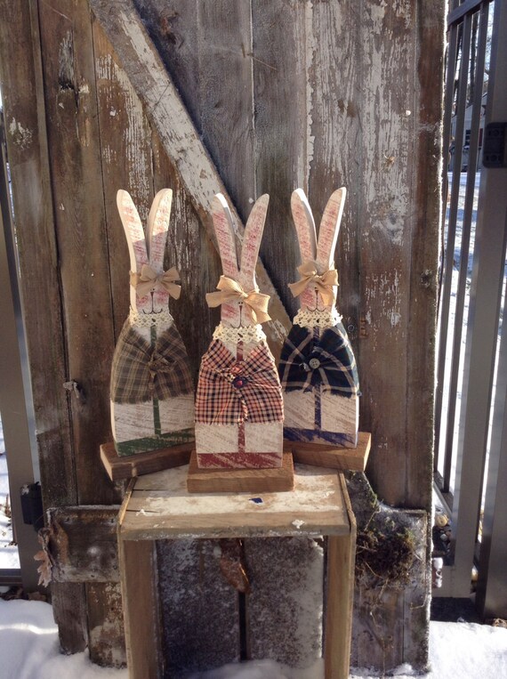 Primitive decor Country Primitive Wood Bunny Primitive