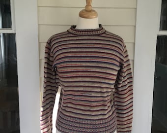 Vintage 70’s Rainbow Space Dye Striped Sweater