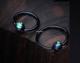 Colorline Opalescent Sparkle Captive Bead Ring - Black