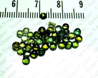 2mm 3mm 4mm Green Tourmaline Cabochon Round loose gemstone - Natural Green Tourmaline Light Green Tourmaline - Dark Green Tourmaline -FORONE