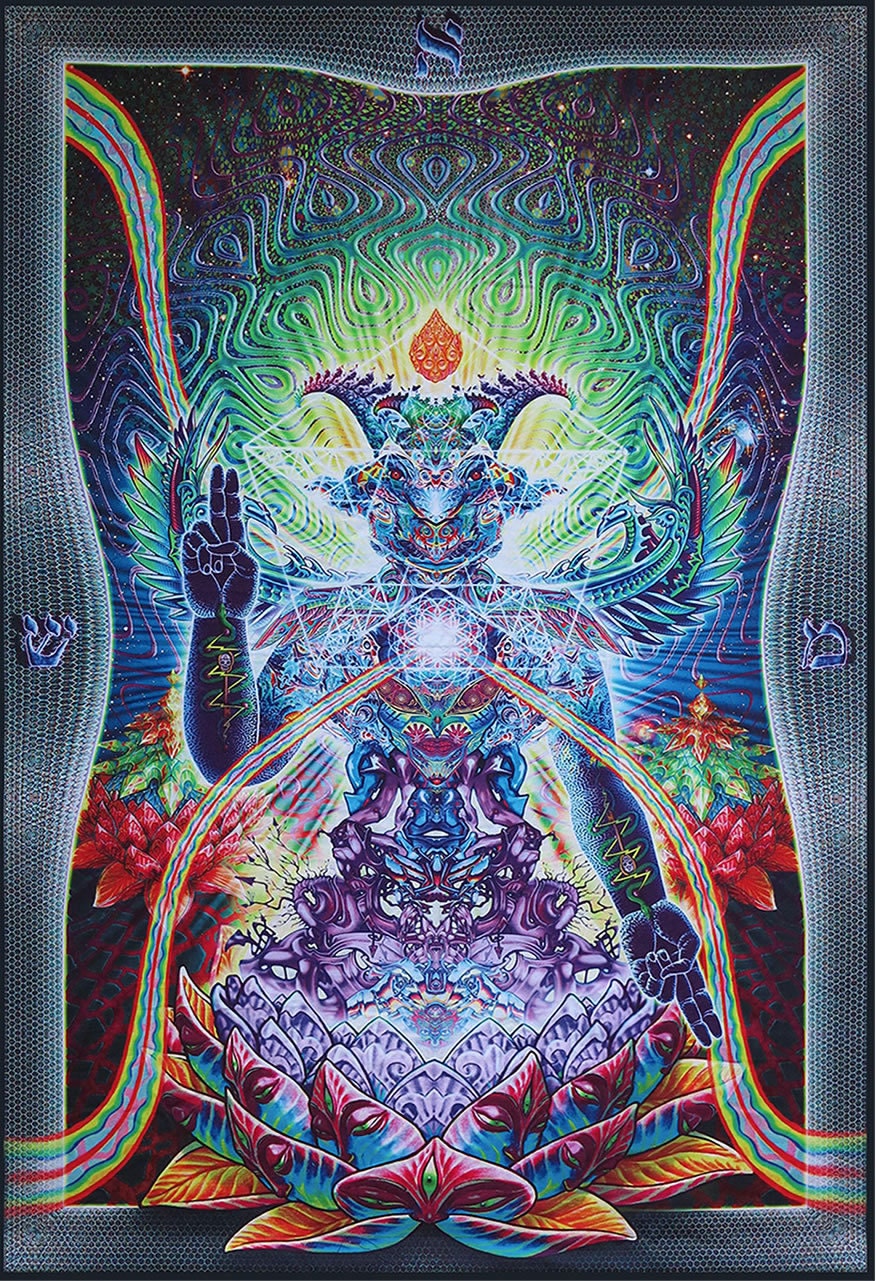 Trippy wall hanging Psychedelic tapestry 'Baphomet'.