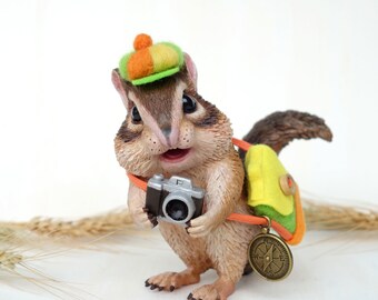 Traveler Chipmunk, Squirrel with a camera