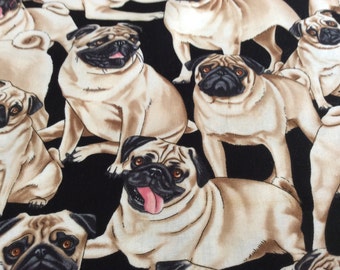 Timeless Treasure dog Pug fabric sold by the half yard