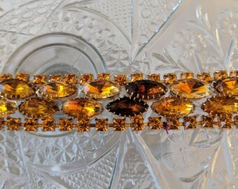 Amber & Topaz Glitzy Rhinestone Bracelet
