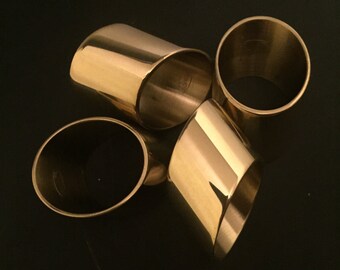 Mod brass napkin holders Parzinger style napkin rings 4 and 4 angular tubular geometric napkin rings holders set of 4