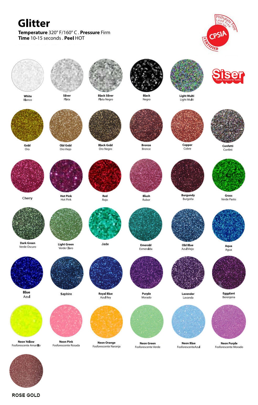 Siser Glitter Heat Transfer Vinyl 10 x 8 25 x