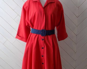 80's does 50's shirt dress | Vintage 1980's Willi of California | XL 1X plus