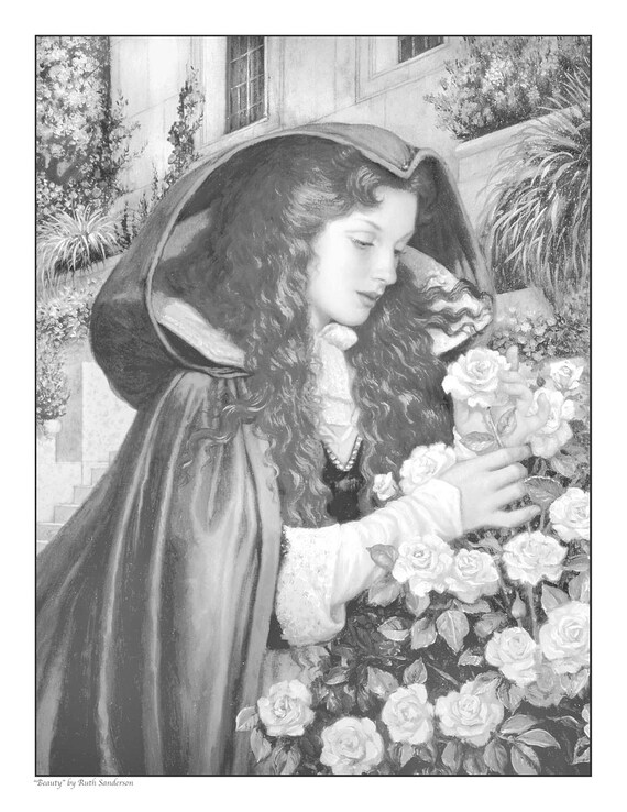 Beautiful PrincessesSet Of Four Grayscale Coloring PDF