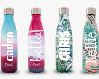 S'well Water Bottle with Personalized Custom Monogram (Resort, Destination, Galaxy, Textile, Exotic and Gem Collections)