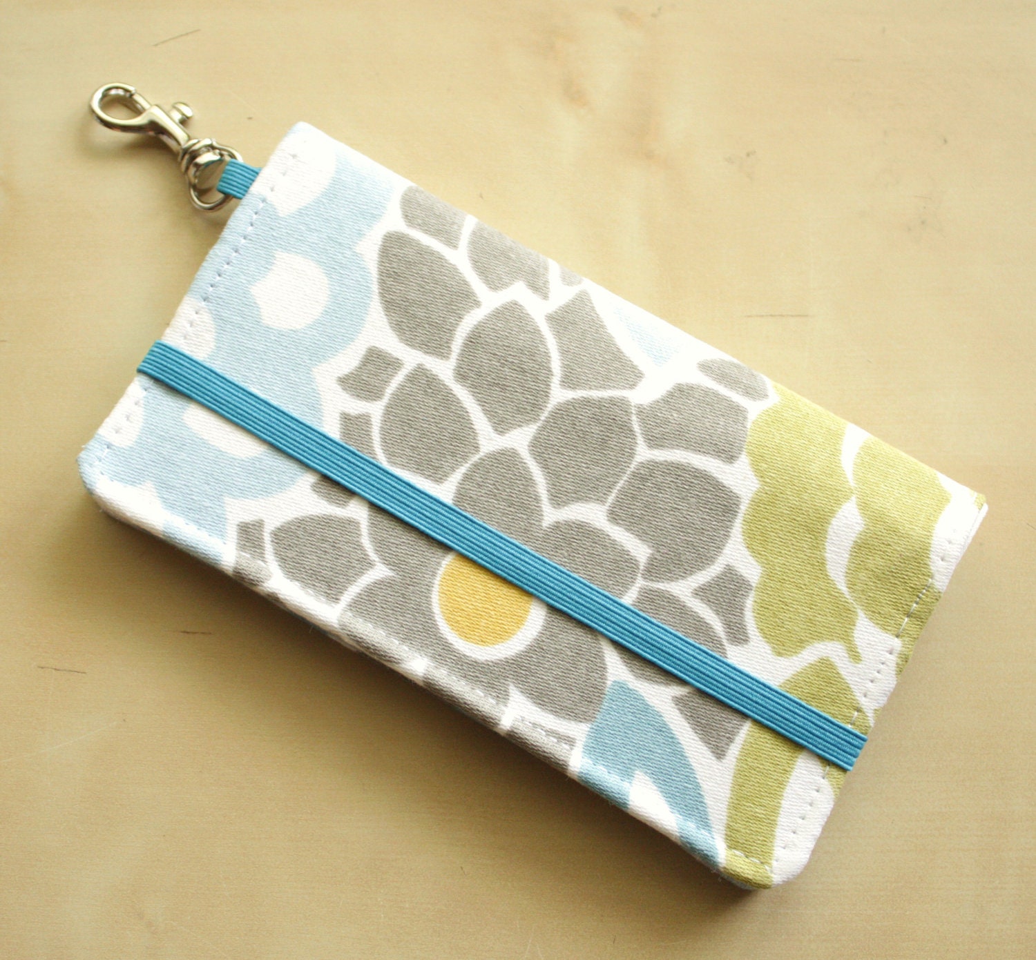 iPhone Wallet Cell Phone Wallet Blue Gray Floral Print