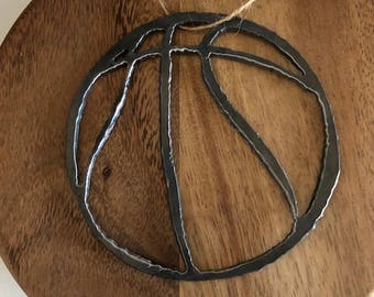 Rustic Handmade Steel Basketball Ornament Team Sports B Ball